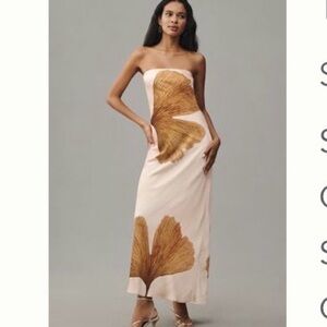 Anthropologie Blush Satin Maxi Dress